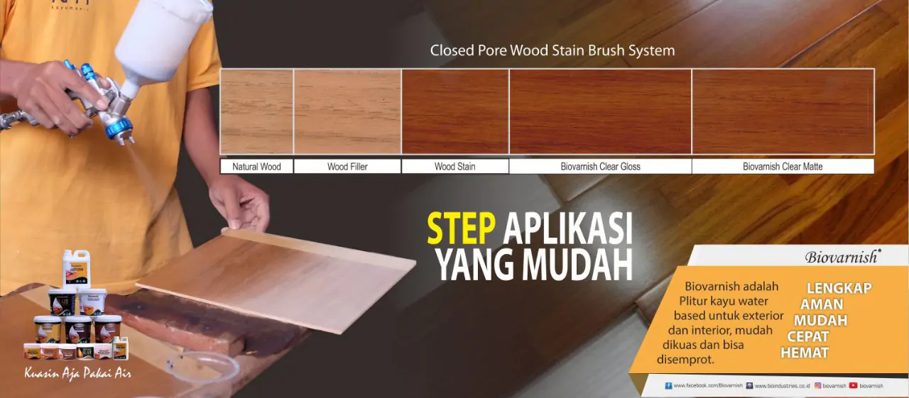 step aplikasi biovarnish wood stain