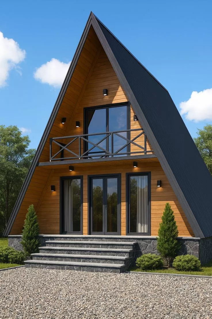 Model Rumah Kayu Segitiga